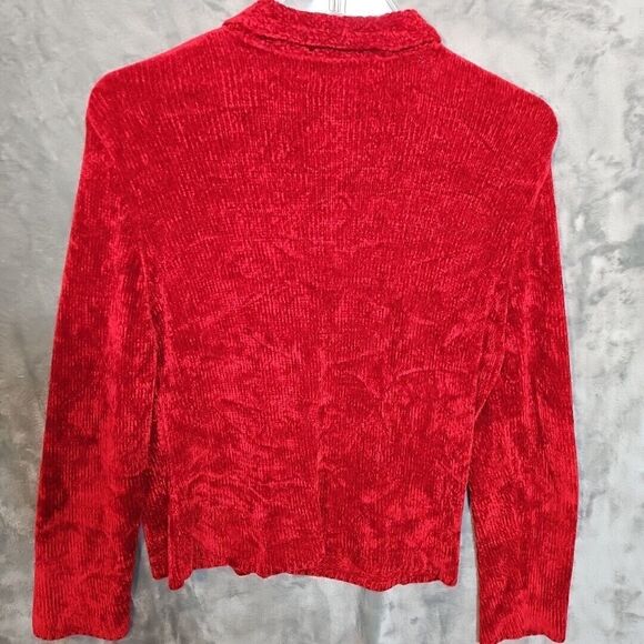 Lucia Burns Vintage Women's Sz Lg Sweater Cardigan Chenille Rayon blend Hong Kon - Picture 8 of 10